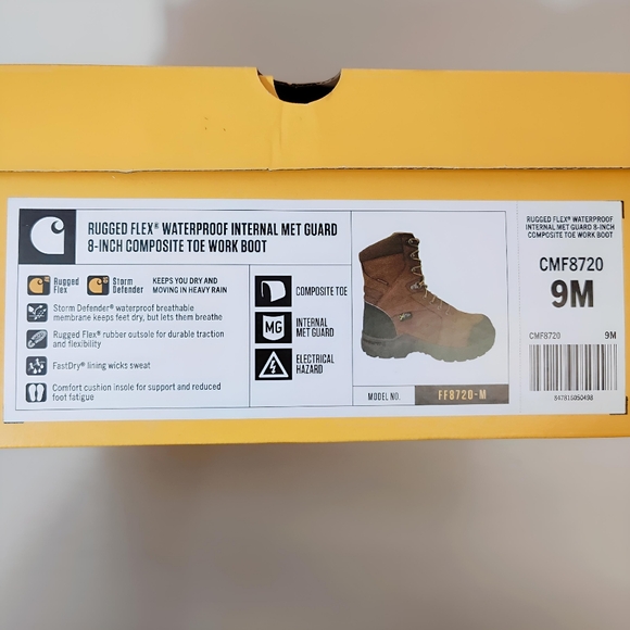 CARHARTT Rugged Flex Waterproof Met Guard 8" Composite Toe MEN'S Size 9M CMF8720 - Picture 9 of 10